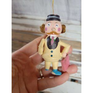 Russ Wooden businessman ornament as is Xmas vintage